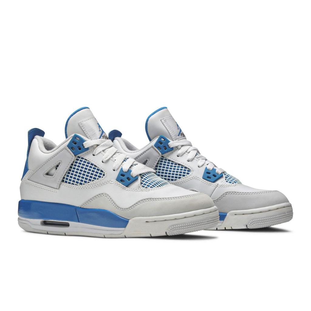 Air Jordan 4 Retro Grade School 'Military Blue' 2012 (Unisex) White / Military Blue / Neutral Grey Kids' Basketball Shoes 408452 105