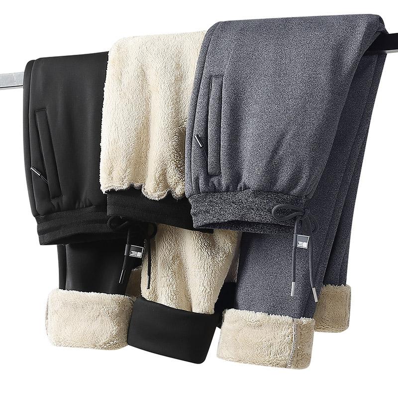 Winter Kaschmirhose Herren Fleece Warme Dicke Freizeitsporthose Mode Kordelzug Große Jogginghose