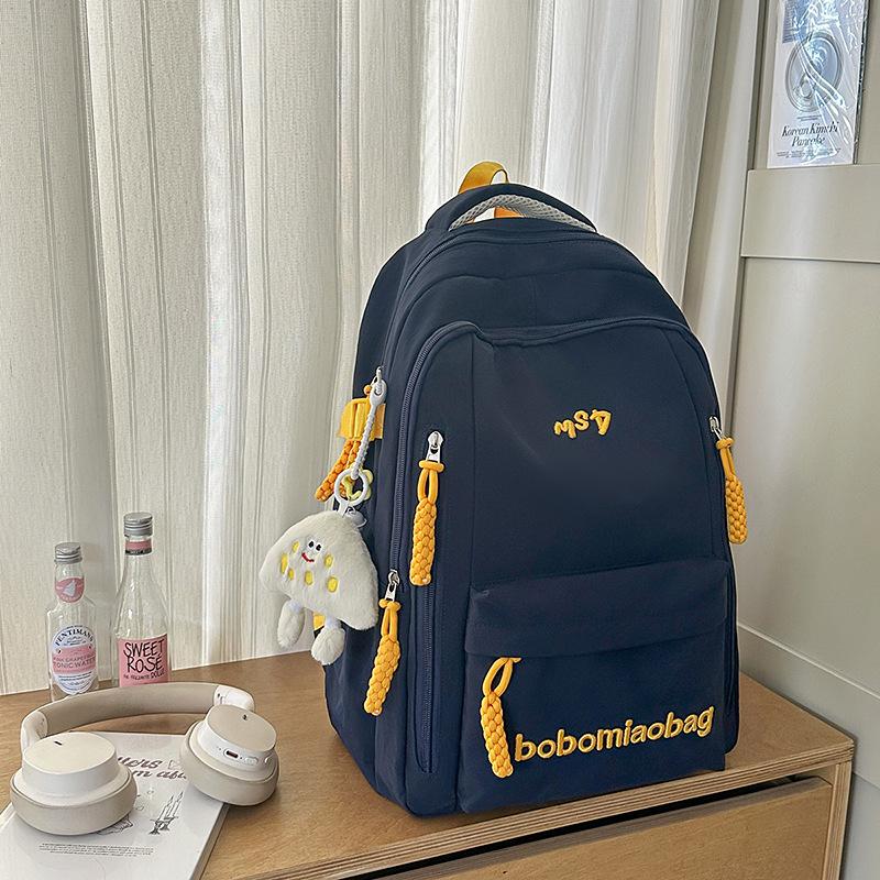 

female college student casual junior high and high school large-capacity backpacks, fashionable outdoor travel backpacks, trendy single bag. темно-синього кольору