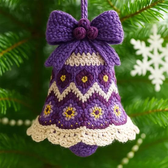 Handmade Christmas Bell Ornament DIY Knitted Santa Claus Bell Crochet