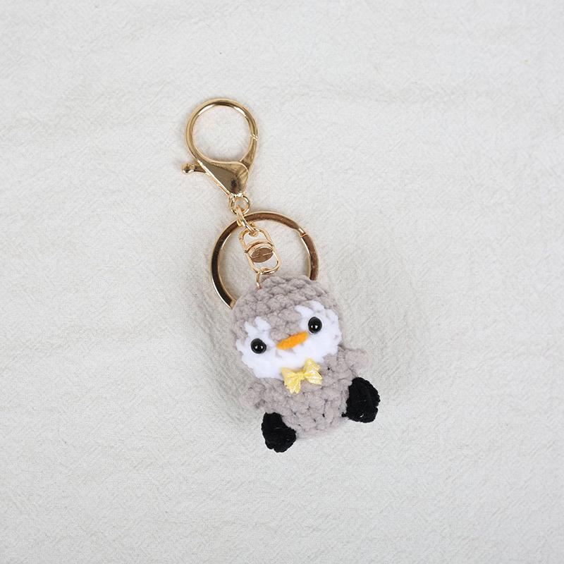Cartoon Penguin Doll Crochet Keychain Handmake Knitted Mini Penguin Keychain For Car Keys Pendant Cute Animal Doll Keyring Gifts