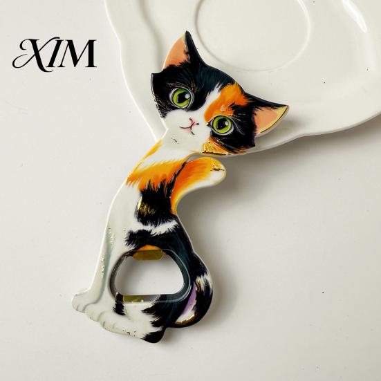 Refrigerator Decoration Magnet Cat Bottle Opener Fridge Magnet, Vintage Cartoon Kitten Decorative Acrylic Magnetic Opening Tool for Home Bars