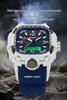 Sanda Three-Hand Square Dial Waterproof Student Sport Watch with Dual Display and Three-Zone Time.