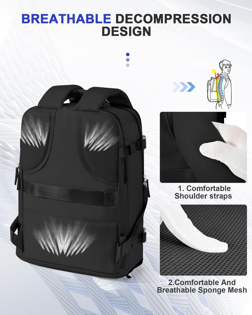 Large Capacity 15.6 Laptop Waterproof Backpack Bag Carry On Airplane Cabin Travel Backpack, Men's Business Laptop Bag Travel Bag