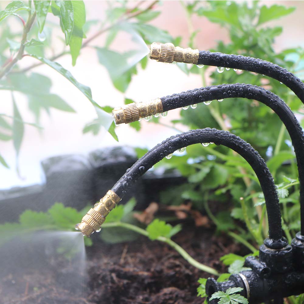 3-way 20/30/50cm Misting Nozzle 360° Bend Atomizer Sprayer Slip Lock Quick Connect 3/8" 9/12mm Garden Irrigation Cooling System