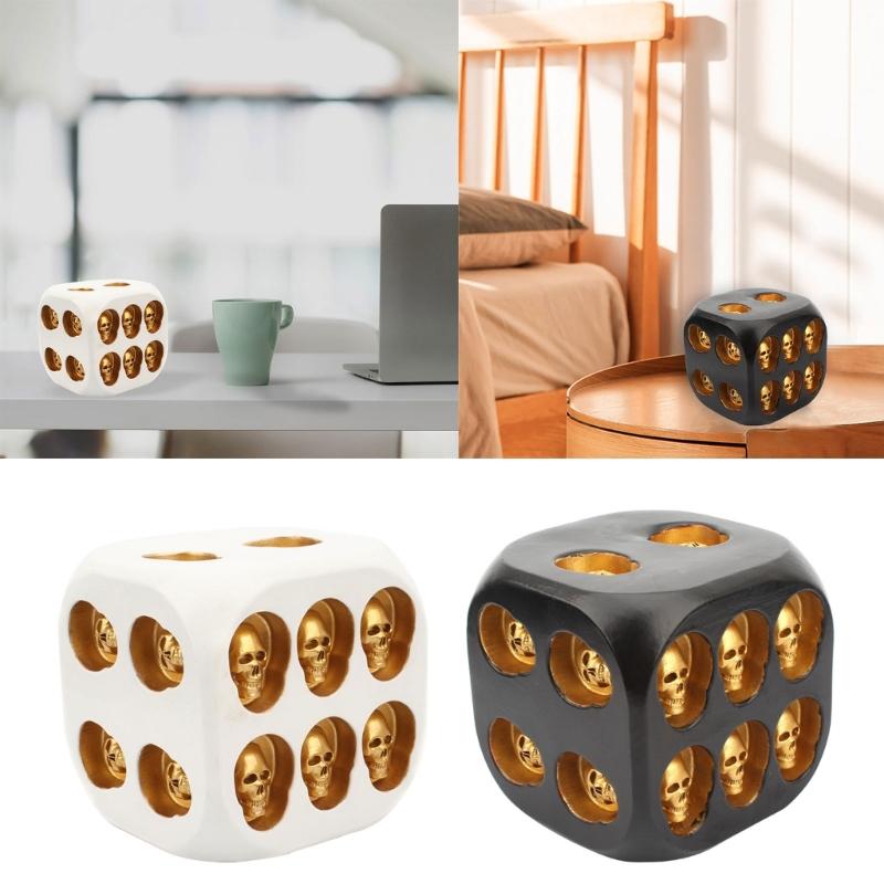 Halloween Skull Dice Skeleton Face Game Dice Resin 6 Sided Board Game Dice Novelty Party Toy Home Decorations