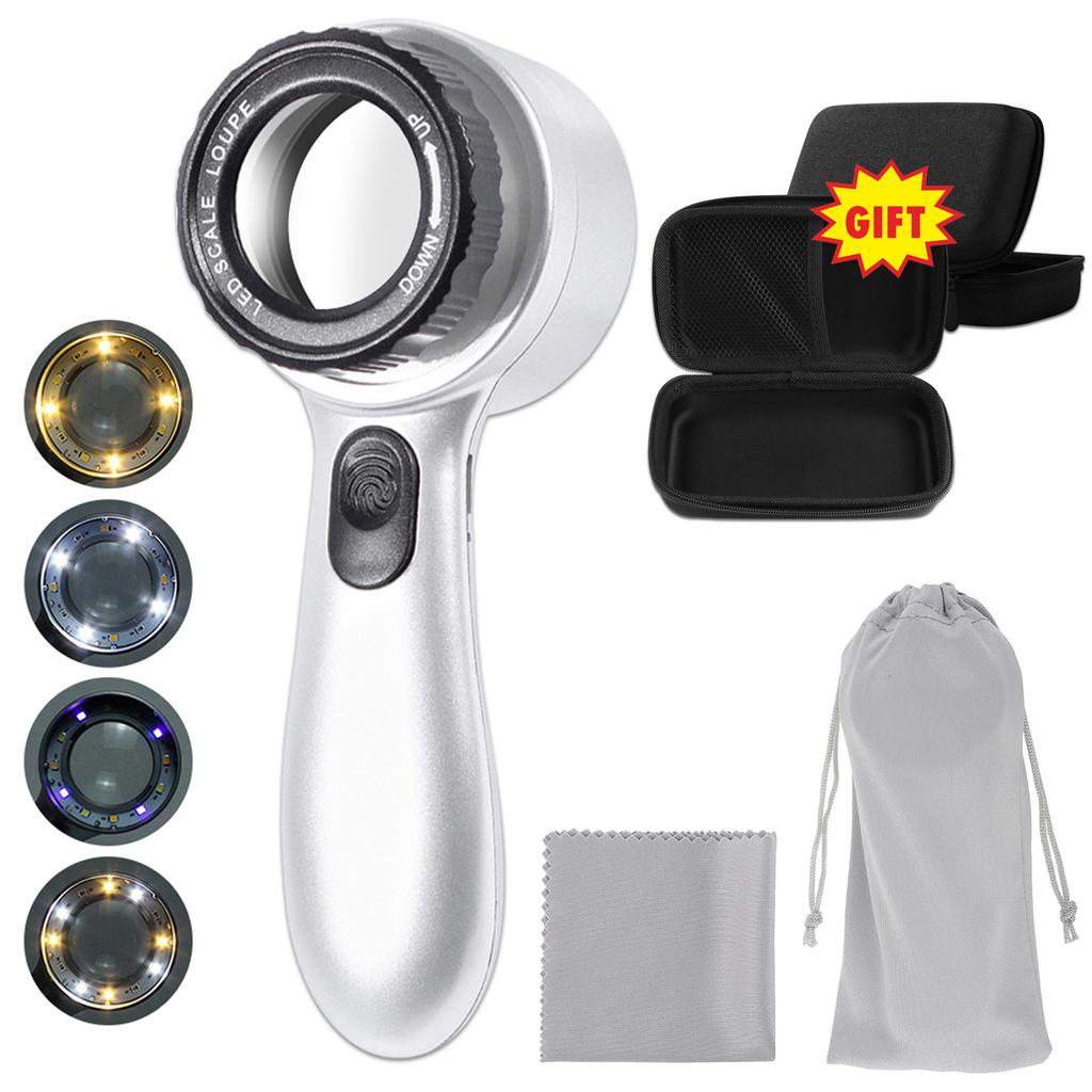 30X USB Coin Magnifier Adjustable Glass Clear Jewelers Magnifying Glass Handheld Magnifier for Jewelry Passport Stamp Watch Rock