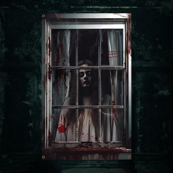 Halloween Vorhang Dekoration Blut Fenster Abdeckung Scary Halloween Fenster Silhouette Poster für Innen