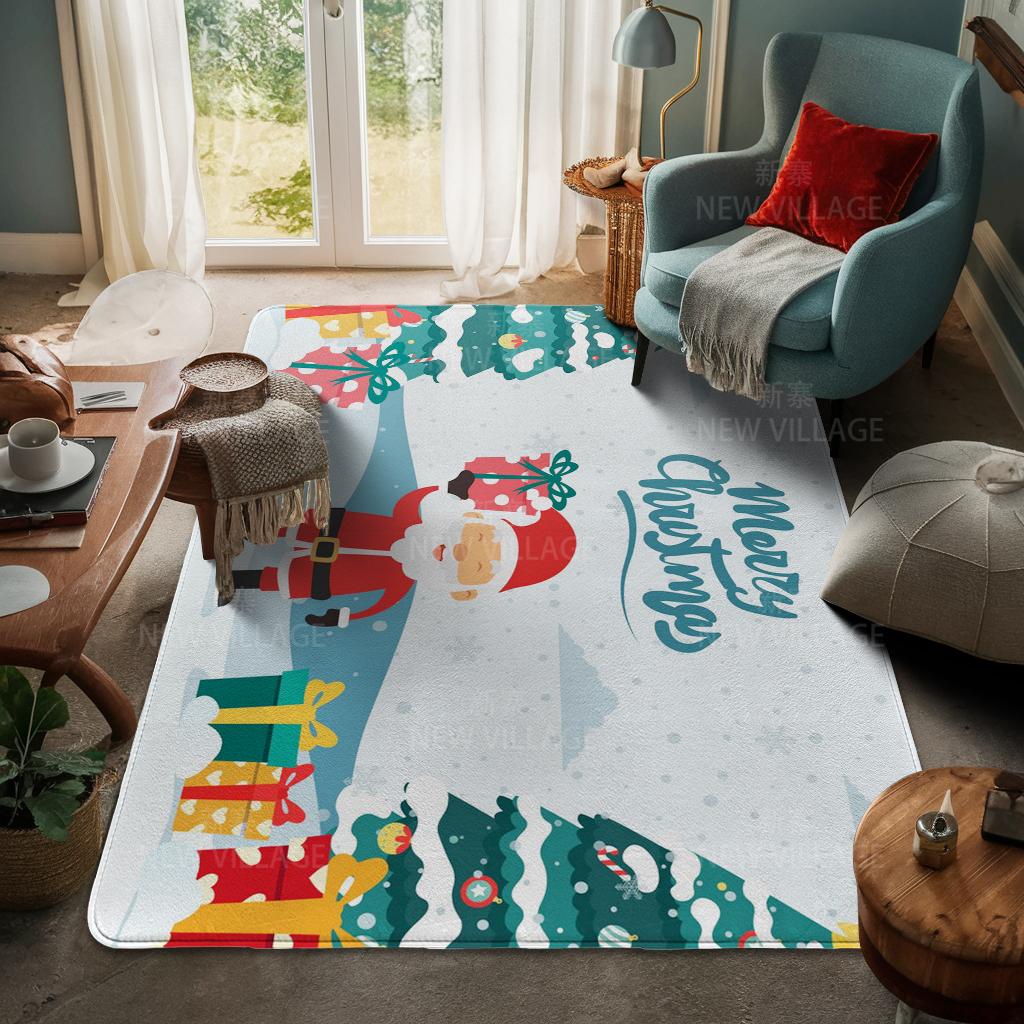 House Entrance Carpet Home Door Mat Living Room Bath Foot Bathroom Non-slip Water Absorption Rugs Bath Merry Christmas Winter