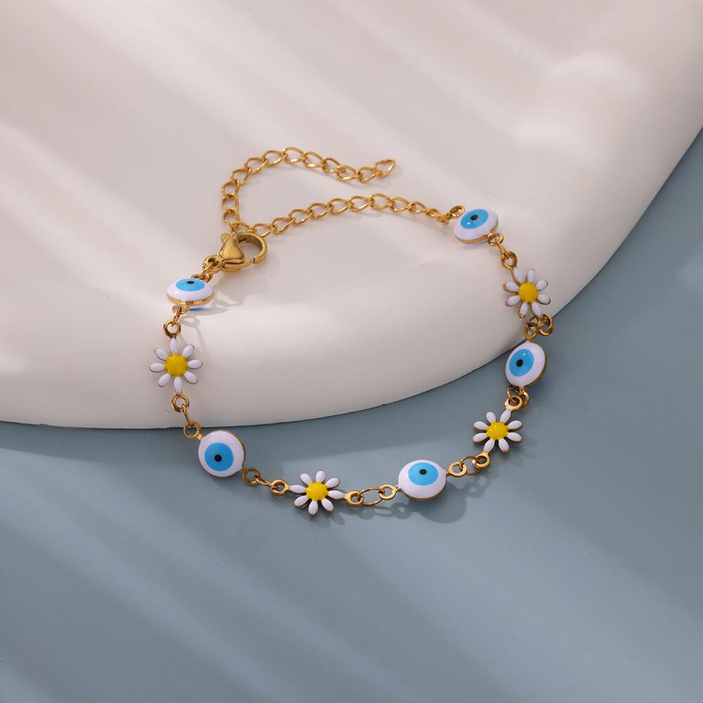 

Изящные браслеты-цветы из искусственного циркона для женщин, золотистого цвета, браслет-цепочка из нержавеющей стали, свадебный, отпускной, с подвесками-цирконами, подарки 20cm