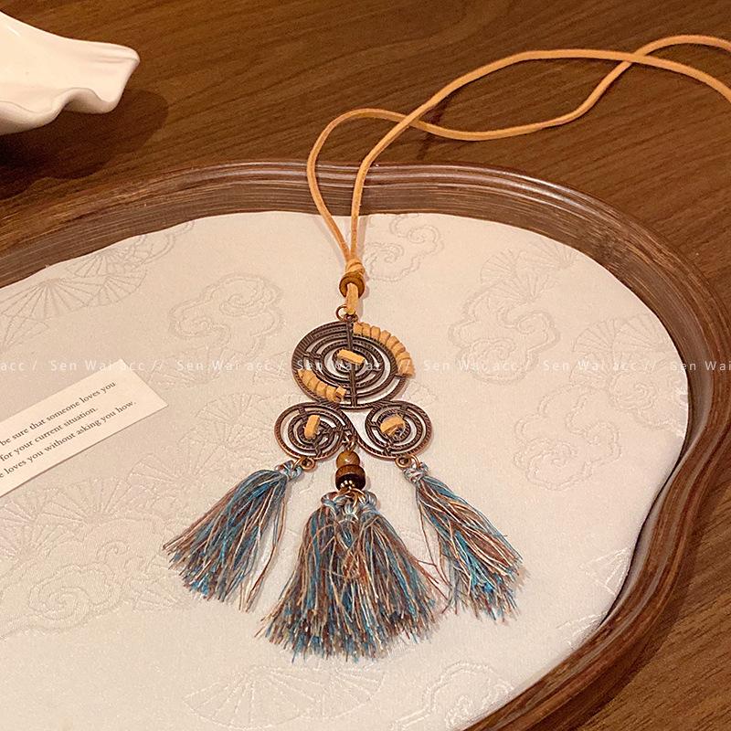

New Chinese ethnic style long fringed necklace women s retro design sweater chain bohemian accessories