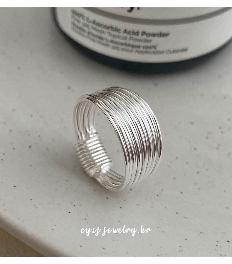 Cui Yan S925 Sterling Silver Multi-layer Korean Line Ring - Women's European American Fashion Simple Band