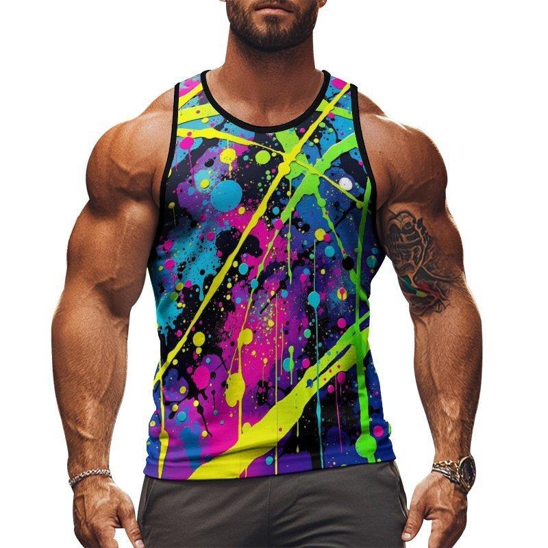 3D Bier bedrucktes Sportweste Sommer Herren Y2k Ärmelloses Herrenoberteil Übergroßes Tanktop Mode Streetwear T-Shirt