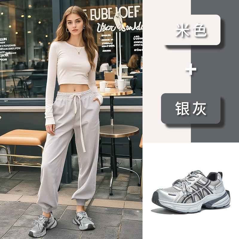 Suction Film Sole Leather Dad Shoes Women's Autumn New Thick-soled Pair of Shoelaces Sports Shoes Casual Versatile Shoes Children