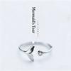Simple Trendy Silver Color Mermaid Tail Cuff Ring With Cubic Zirco Sea Whale Fish Tail Bague Rings Minimalist Romantic Gifts