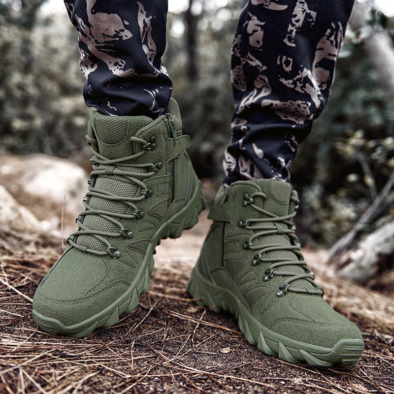 Fashion Outdoor Leather Hiking Shoes Fashion Men's Motorcycle Boots Male Comfortable High Top Walking Shoe All-match Male Basic Boots