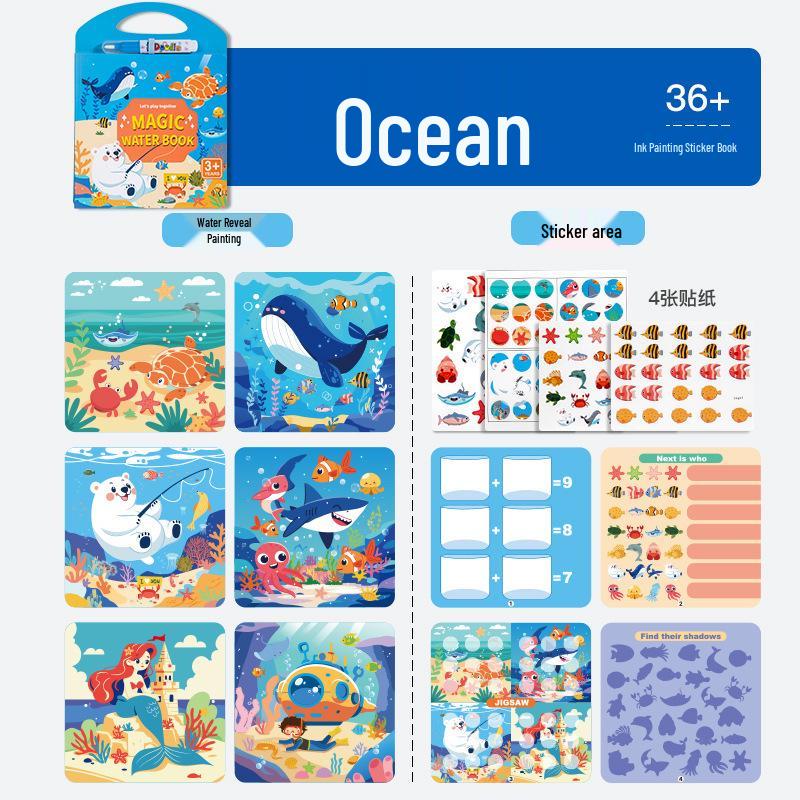 

Reusable Children s Water Painting Book - Animal Cognition & Stickers