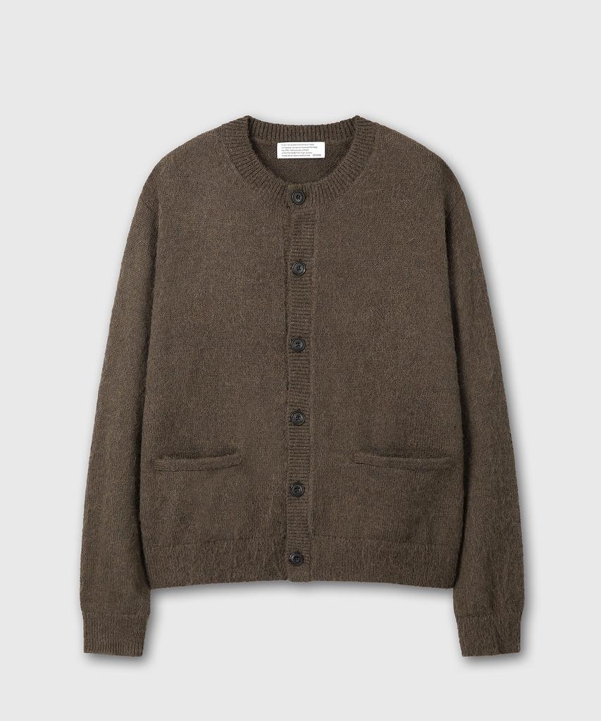 Daibeuin Hairy Round Neck Cardigan (Brown)