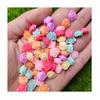 Bulk 10mm Peony Flower Resin Charms Mix 10 Colors for DIY Crafts for Bags Phones Shoes and Outdoor Accessories