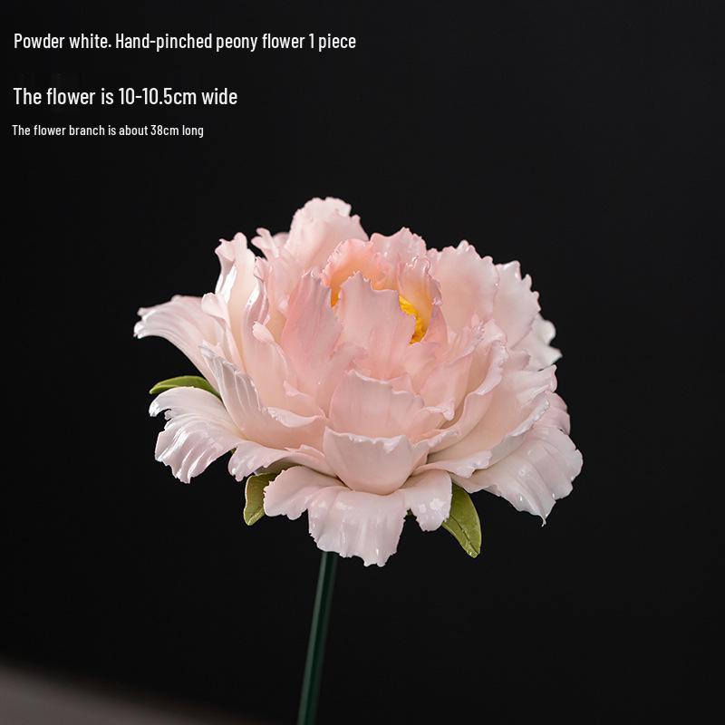 Handcrafted Ceramic Peony Incense Burner - Decorative Ornament for Desktop, Hotel, Tea Room & TV Cabinet - Customizable Gift