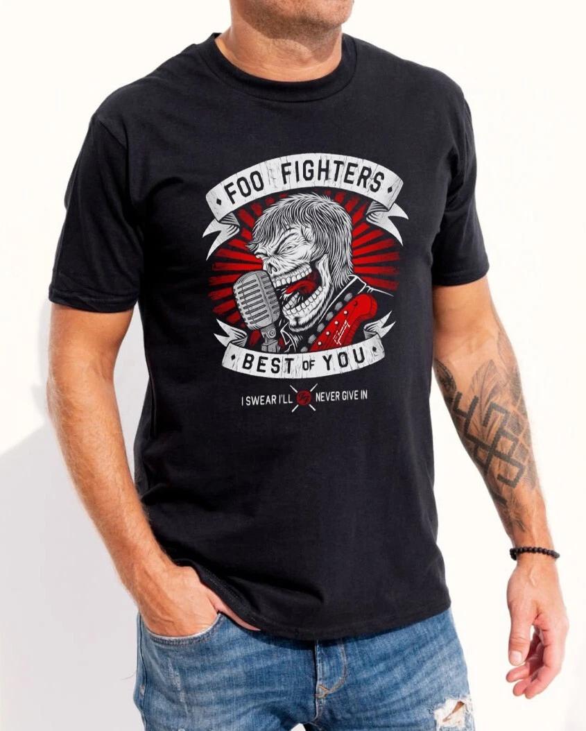 Iconic F FIGHTERS Black T-Shirt - 100% cotton - Alternative rock music Festival L