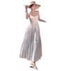 New super fairy seaside vacation white design embroidered suspender dress long dress