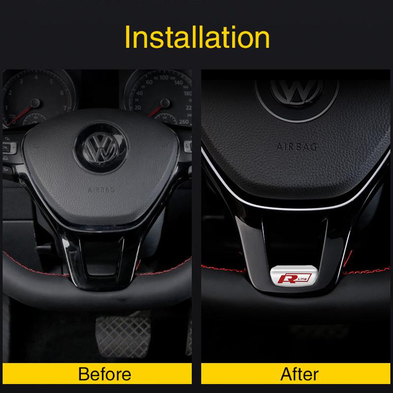 VW Valve Stems Caps 3D Metal Car Steering Wheel Emblem Stickers Decorative Cover For Volkswagen VW RLine R GTI Golf Amarok T5 Phaet EQ1