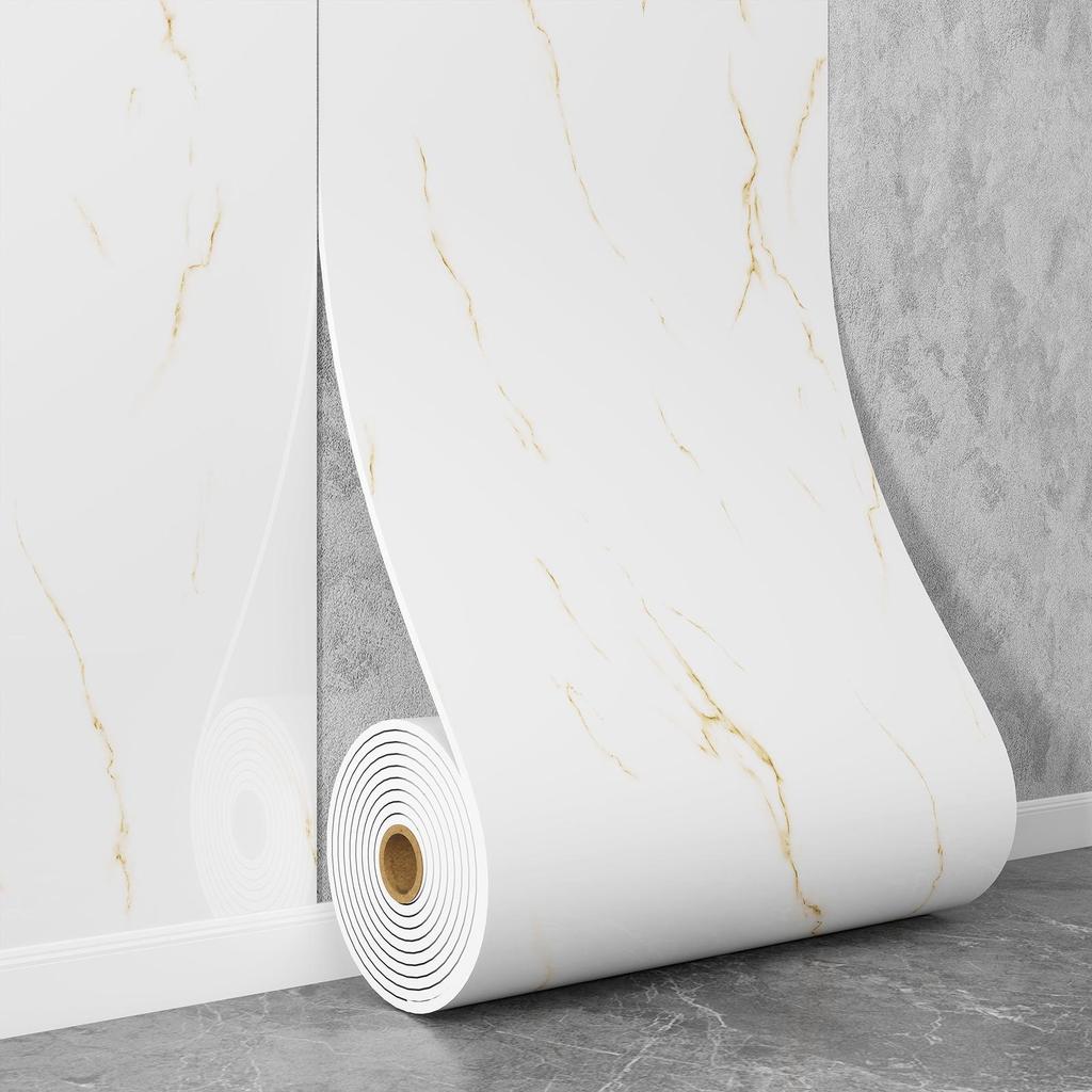 Self-Adhesive Waterproof Imitation Marble Tile Wall Sticker for Bathroom, Living Room, Kitchen, and TV Background.