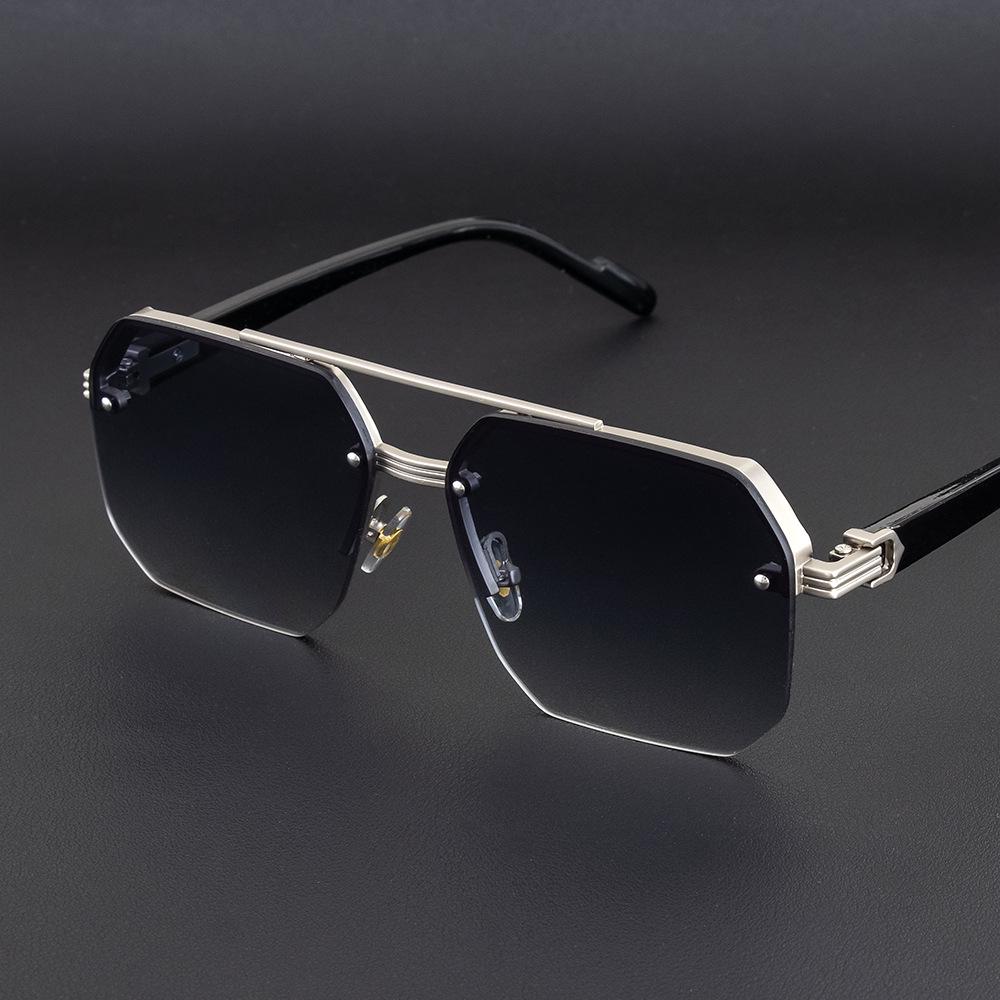 2025 Men's Half-Frame Driving Sunglasses - Slimming, UV Protection, Fashionable