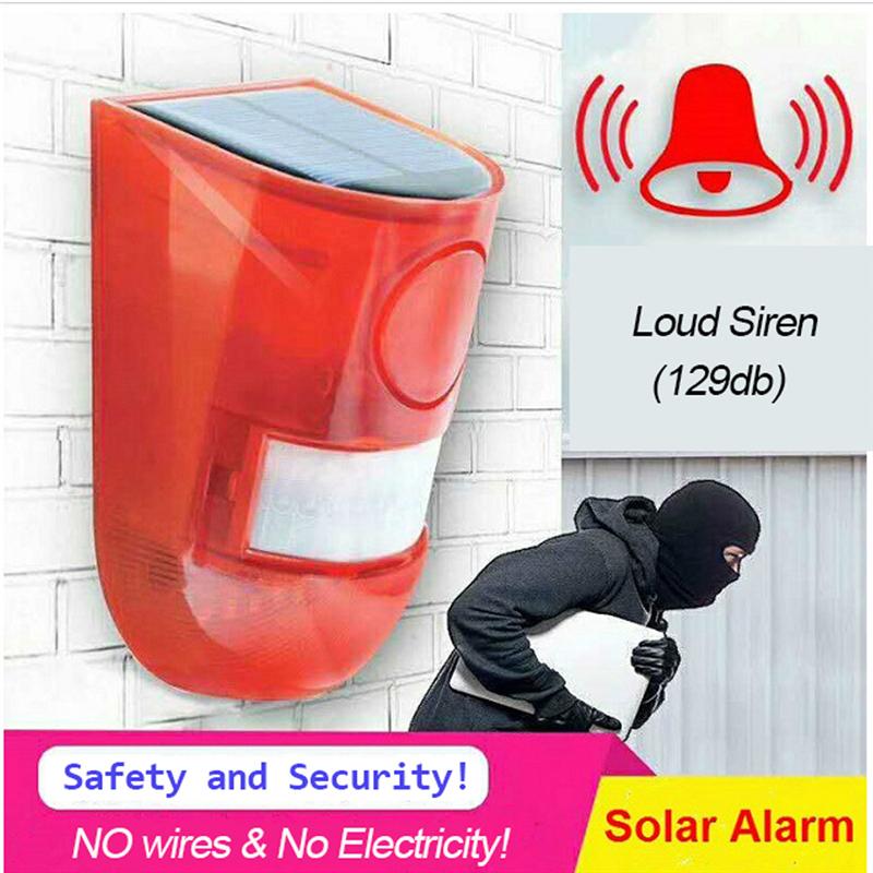 Buy 129dB Wireless Motion Sensor Solar Alarm Light with Loud Siren