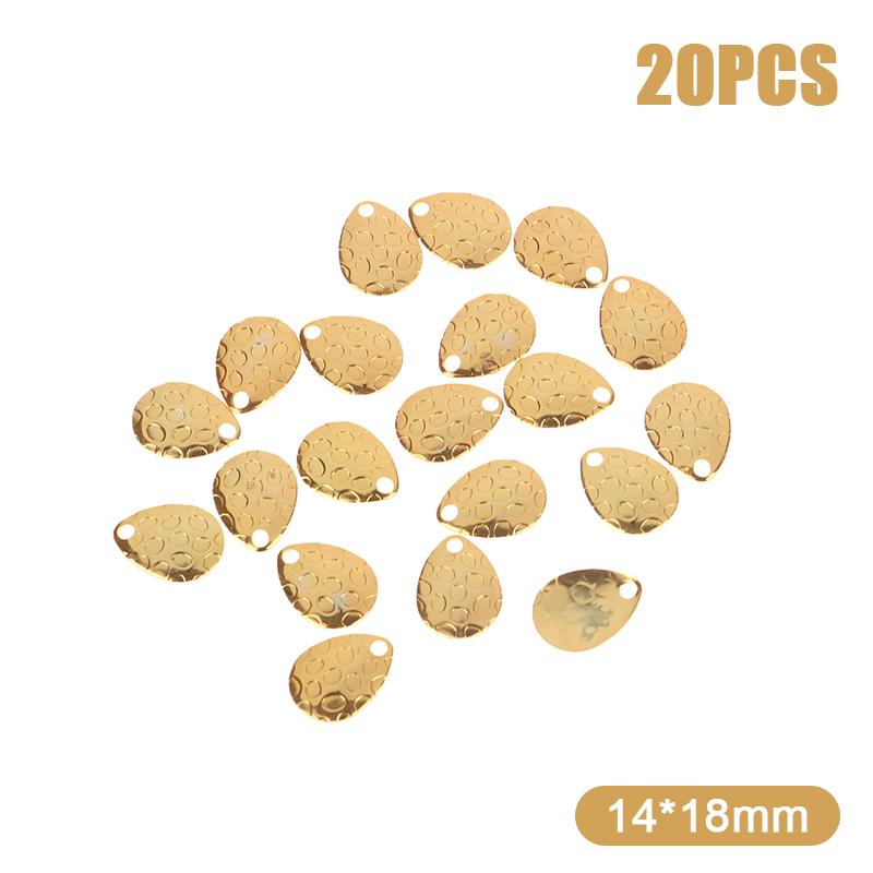 20Pcs Fishing Spinner Blades Metal Waterdrops Shape Spoons Plaice For Tackle Craft Bait Tool Lure Diy Hard Bait Accessories