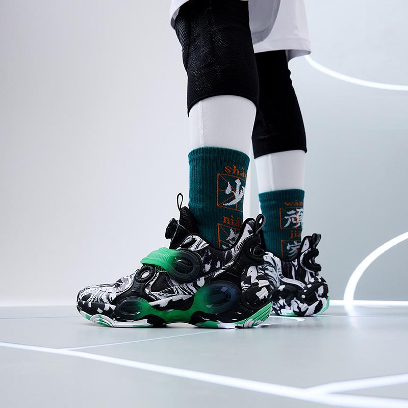 Anta Big Kids  Children Shape 2.0 Round Head Comfortable Shock Absorption Wear Resistant Mid Top Basketball Shoes Kids Basketball Shoes 312231115-5