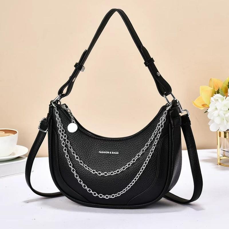 Women's Crescent Shoulder Bag - Multi Layer Chain Detail Fashion Crossbody Bag Suitable for Daily and Party Women's Gift