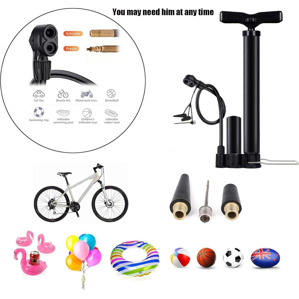 Bike Pump, Air Bicycle Pump Inflator for Presta and Schrader Valve Tire Ball Bike Portable Pumps 160PSI & 11BAR