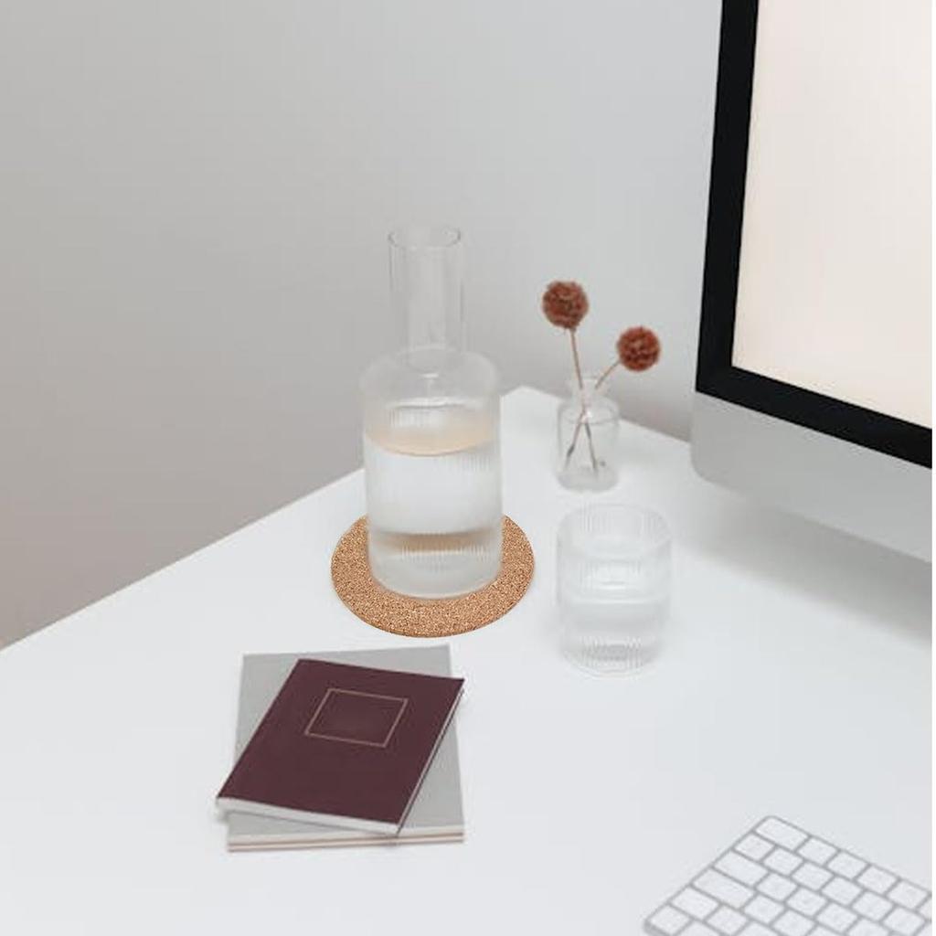 10 Pack Round Corks Coasters, Reble Coffee Coaster, 4" Cork Coaster, Drinks Corks Coasters for Kitchen Office Home Bar
