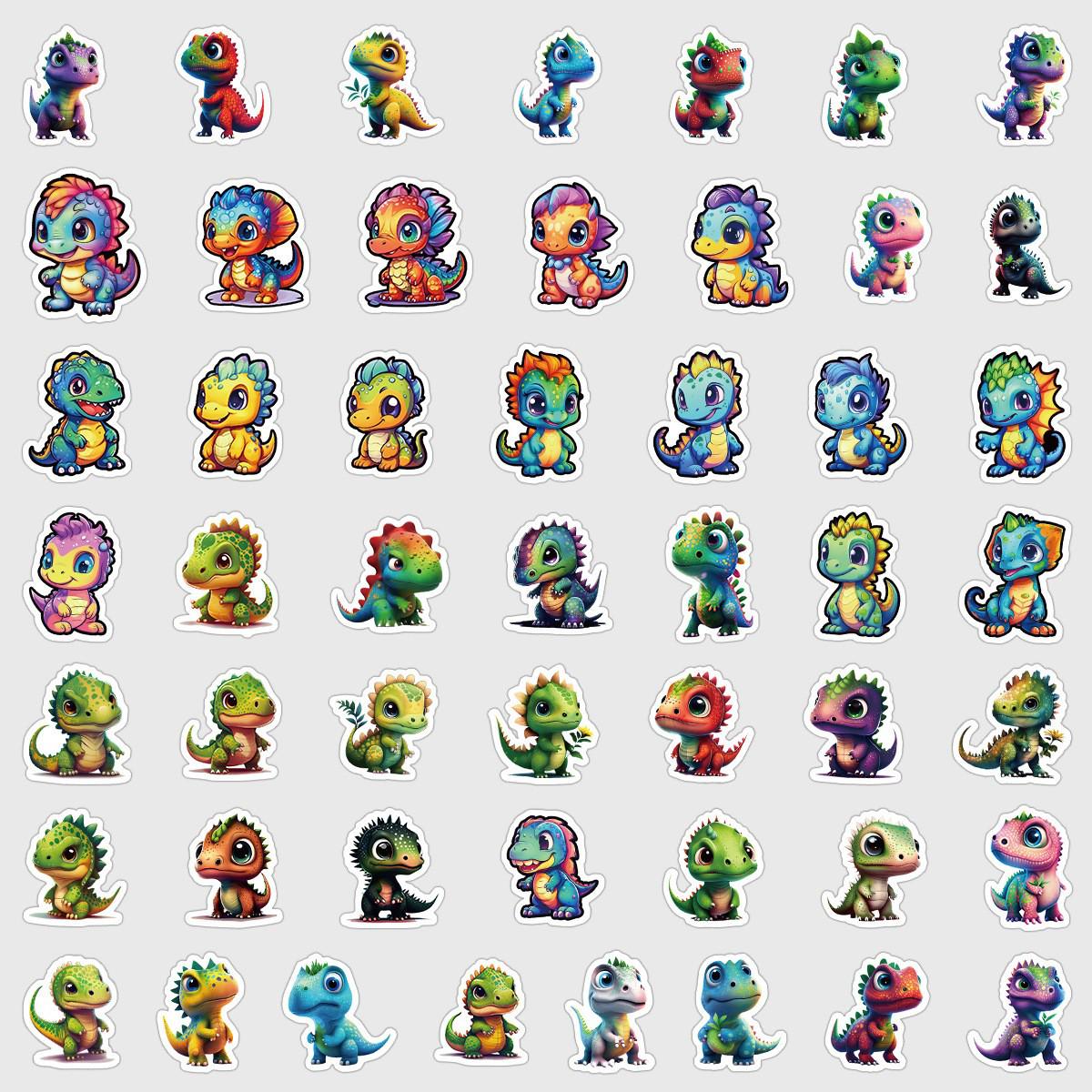 Dinosaur & Animal Cartoon Waterproof Stickers: 50/100 Sheets for Water Bottles, Notebooks, Skateboards