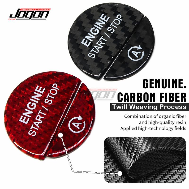 2pcs Auto Parts Carbon Fiber Car Interior Engine Start Stop Button Cover Trim For Mercedes Benz C S Class W206 W223  +