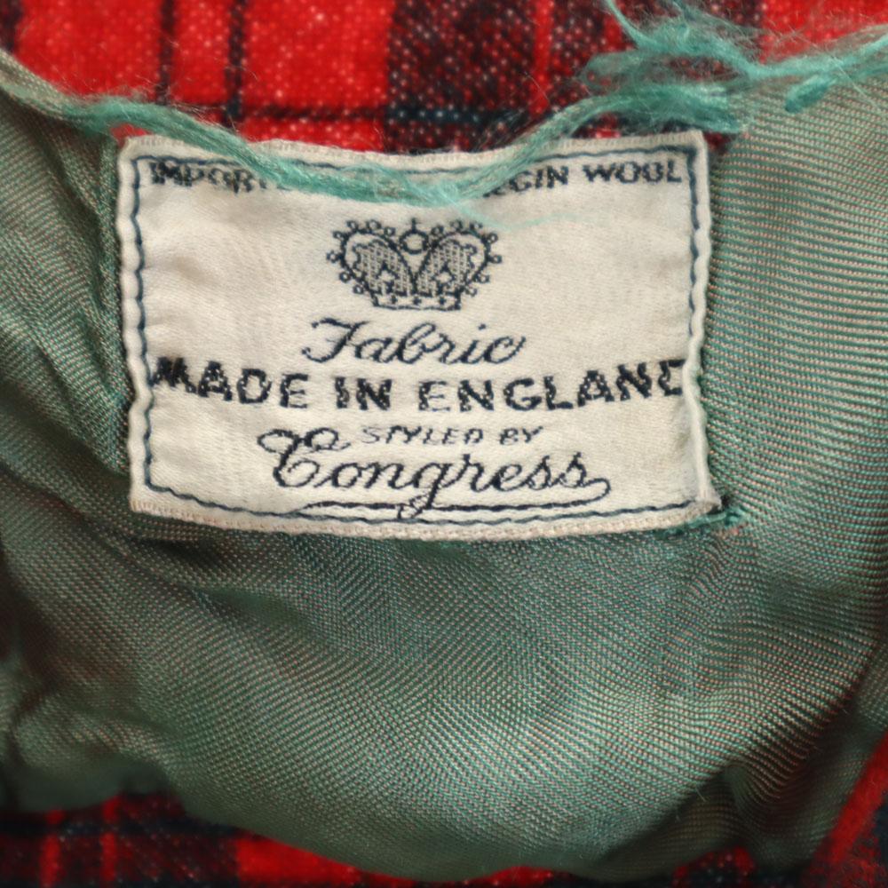 Congress 50s 60s Vintage Made In England Check Pattern Long Sleeve Open Color Flannel Shirt Men's Used