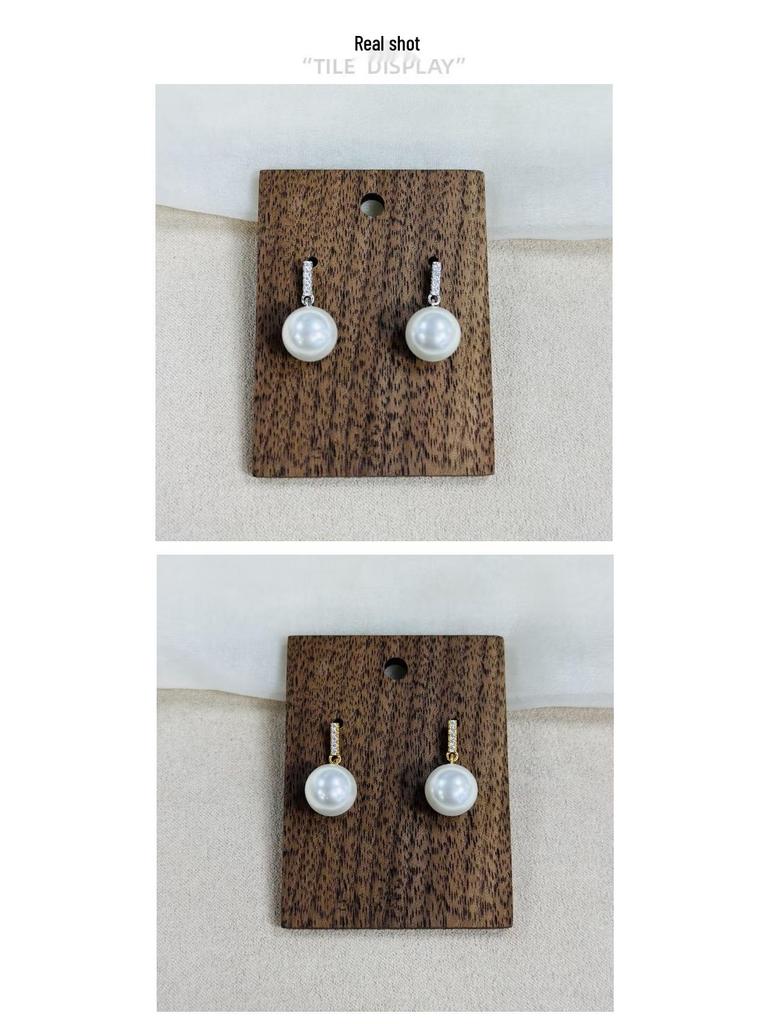 S925 Sterling Silver Pearl & Zirconia Stud Earrings - Elegant & Versatile Design E048