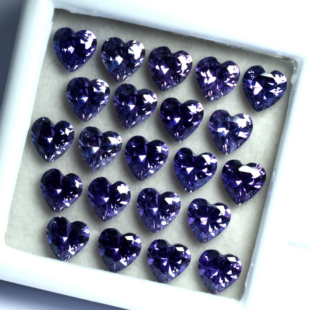 9 PCS Natural Purple Ceylon Sapphire Heart Cut Gemstone CERTIFIED Lot 6x6 MM RS-016
