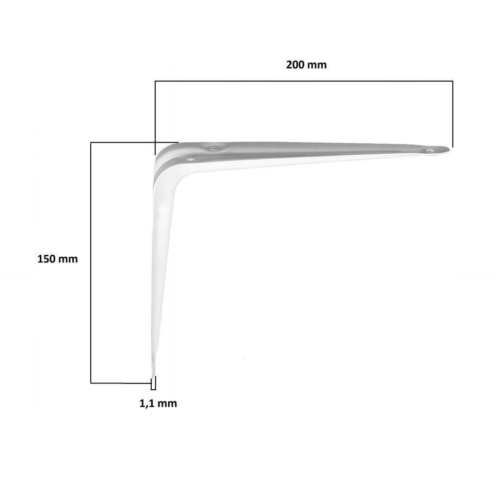 Table Top Shelf Support Durable Angle Bracket 200X150 Steel 1.1 White
