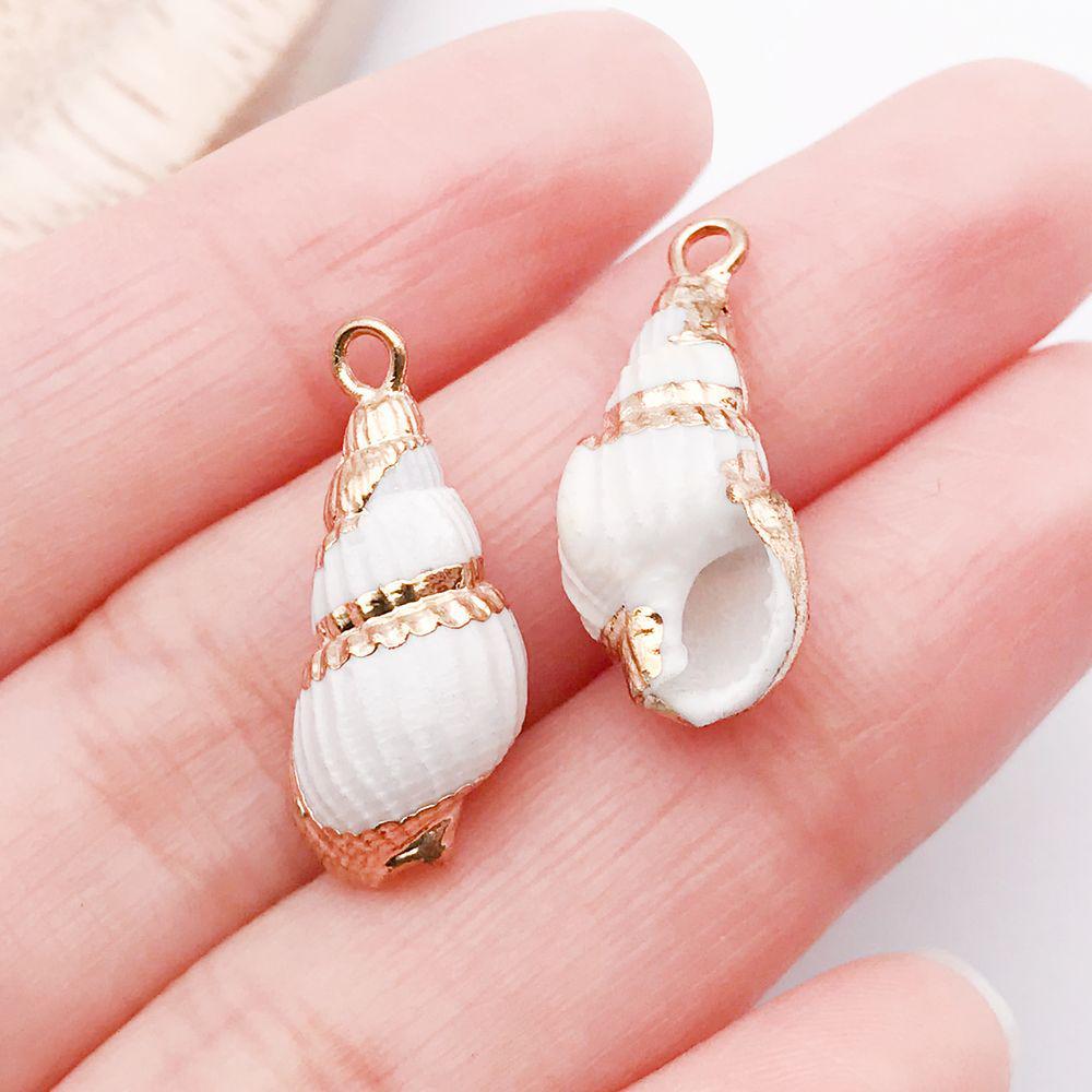 White & Yellow Electroplated Ocean Shell Conch Pendant Charm for DIY Jewelry