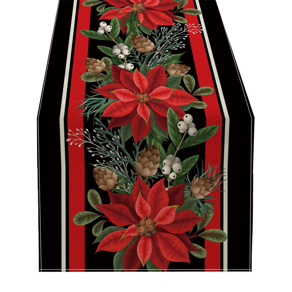 Christmas Table Runner Festive Home Table Cover Tablecloth for 2024 New Year Holiday Dining Table Decor Table Runners