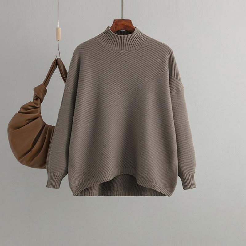 Pull Vintage à manches longues pour femme, haut ample, grande taille, automne et hiver