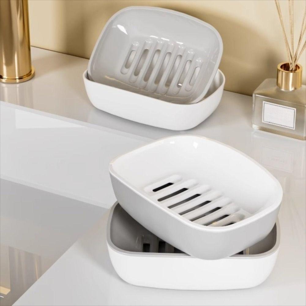 Plastic Soap Box Double-Layer Soap Storage Holder Portable Draining Soap Shelf  Home Bathroom