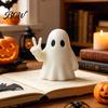 Durable Ghost Figurine for Shelf Halloween with Peace Sign, Spooky White Whimsical Statue Statue, Cute Tabletop Ornament Shelf, Party Gift Ornaments