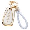 Gold-Rimmed Car Key Set with Diamond Ring Pendant Key Chain
