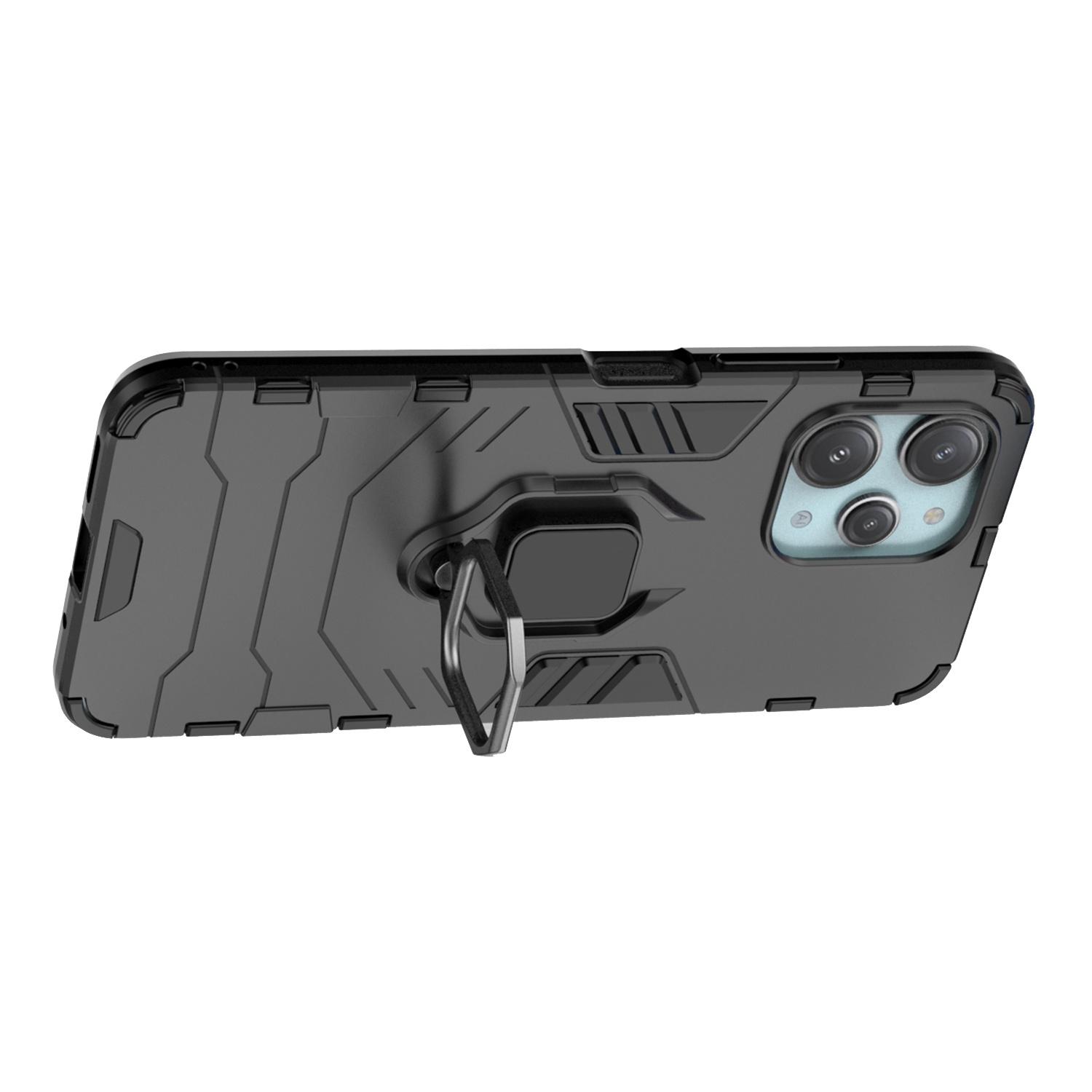 

For Xiaomi Redmi 12 4G Drop-Proof Shell Ring Holder Kickstand Protective Cover TPU+PC Phone Case Blue