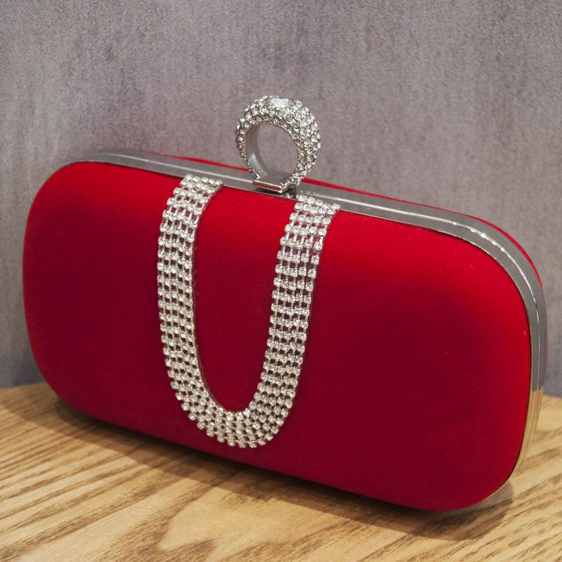 Rote Flanell Strass Tasche Samt Abendtaschen Crossbody Elegante Party Clutch Bling Schulter Damen Tasche Diamant Handtasche