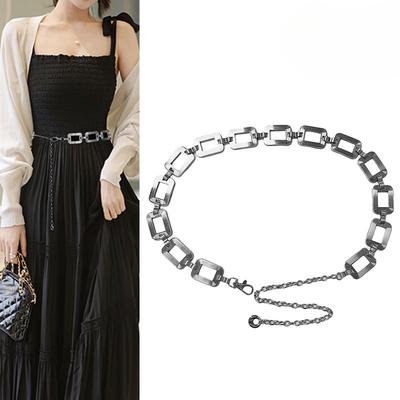 European and American Punk Metal Wide Version Chain Women's Decoration Versatile Skirt Dress Belt